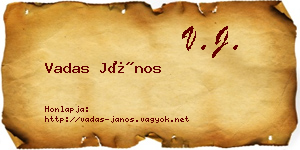 Vadas János névjegykártya